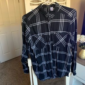 H&M Black and White Plaid Flannel